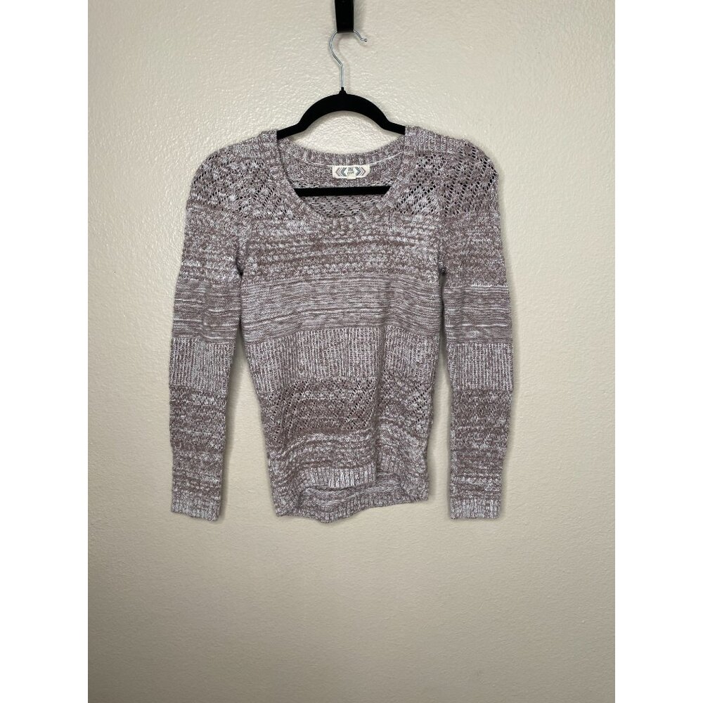 Pink Rose Women’s Medium Brown‎ Beige Knit Sweater Long Sleeve Scoop Neck Cotton